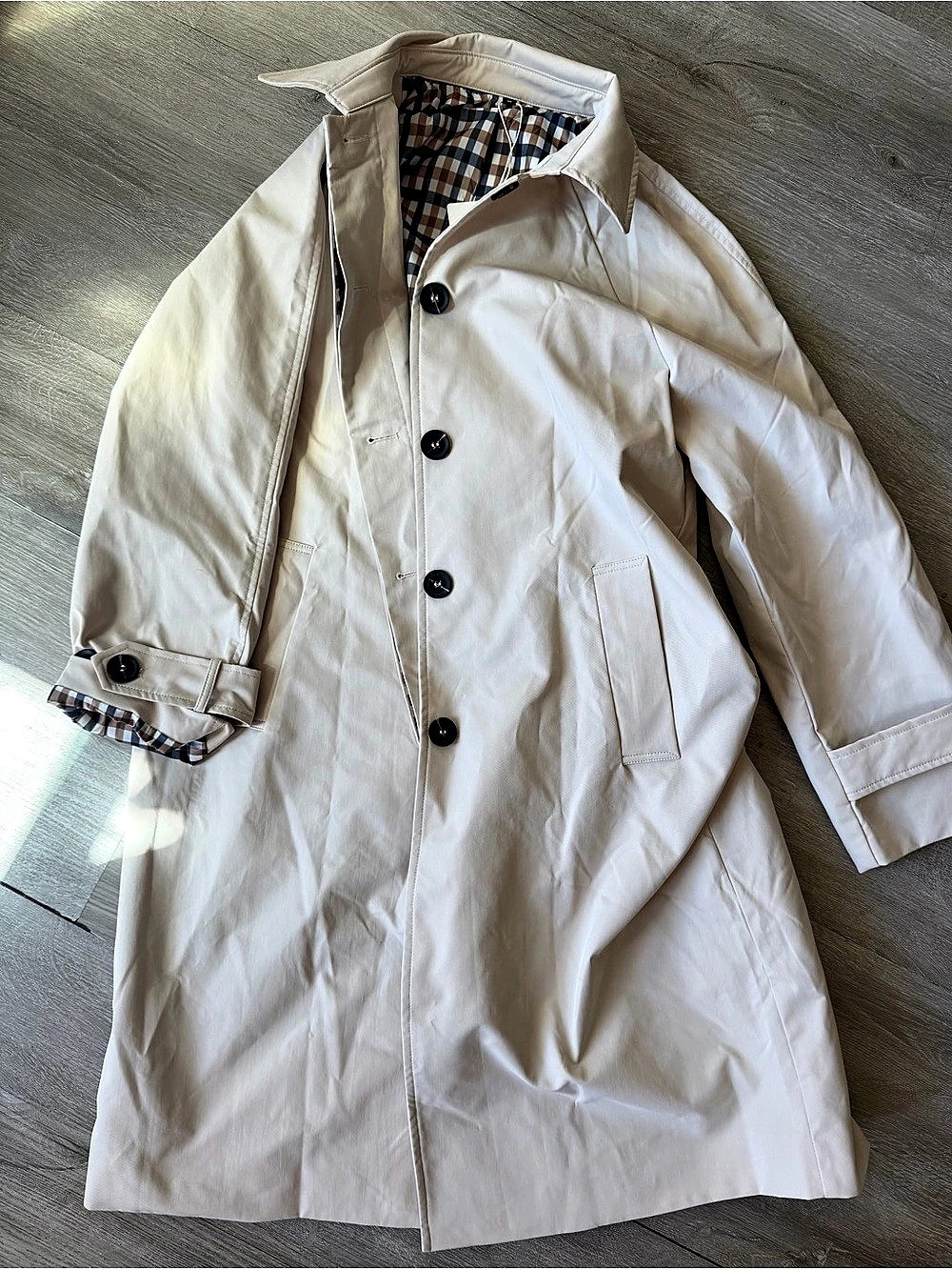 Women's Checkered-Lining Trench Coat NWT